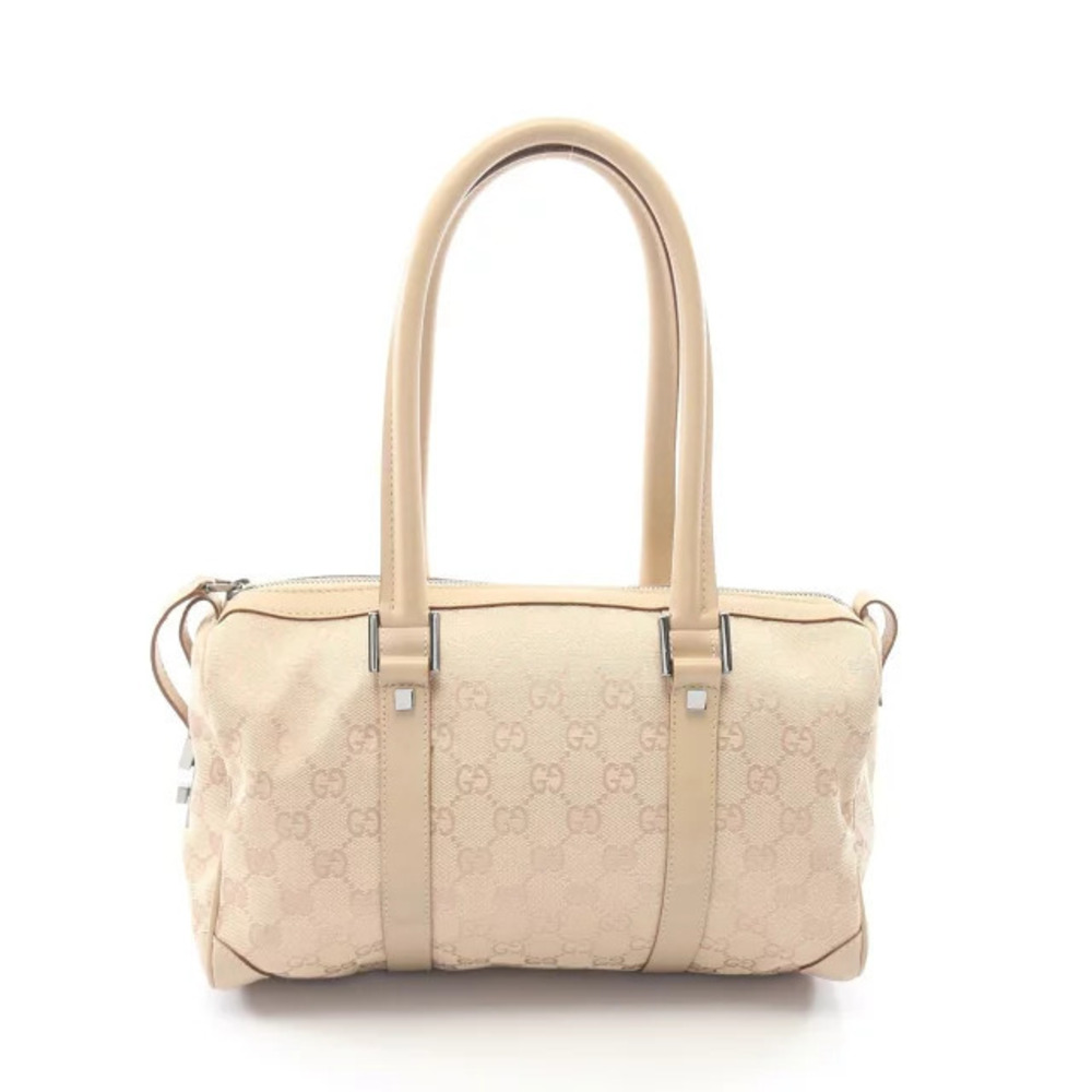 Gucci GG Canvas Shoulder Bag Leather Beige Cream